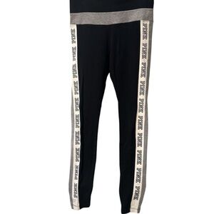 PINK Victoria's Secret Black and Gray Leggings Size M, Pre-Owned EUC